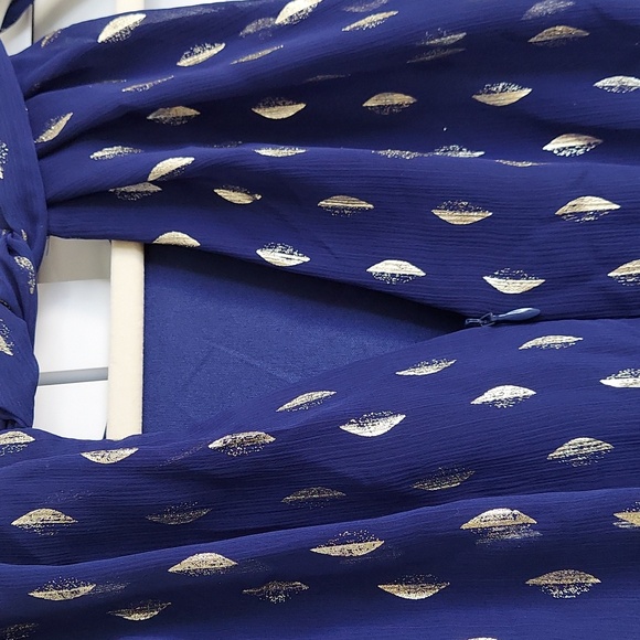 Betsy & Adam Gown, Sz 8, Halter, Royal Blue Geometric Print, Ruffle Accent, NEW! - Picture 14 of 17